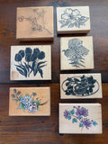 Mixed Flower Mounted Stamps YOU PICK Hydrangea, Roses, Mums, Tulips, Dogwood Hydrangea