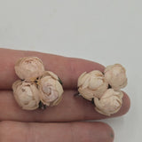 Vintage Ranunculus Rose Cluster Light Pink Screw Back Clip On Earring Ranunculus