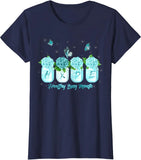 Hope Hydrangea Flower Butterfly Healthy Lung Gift Ladies' Crewneck T-Shirt Hydrangea
