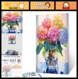 DIY Paint by Numbers Kit - Hydrangea in Glass Vase, 16x20 Inch Colorful Flower A Hydrangea