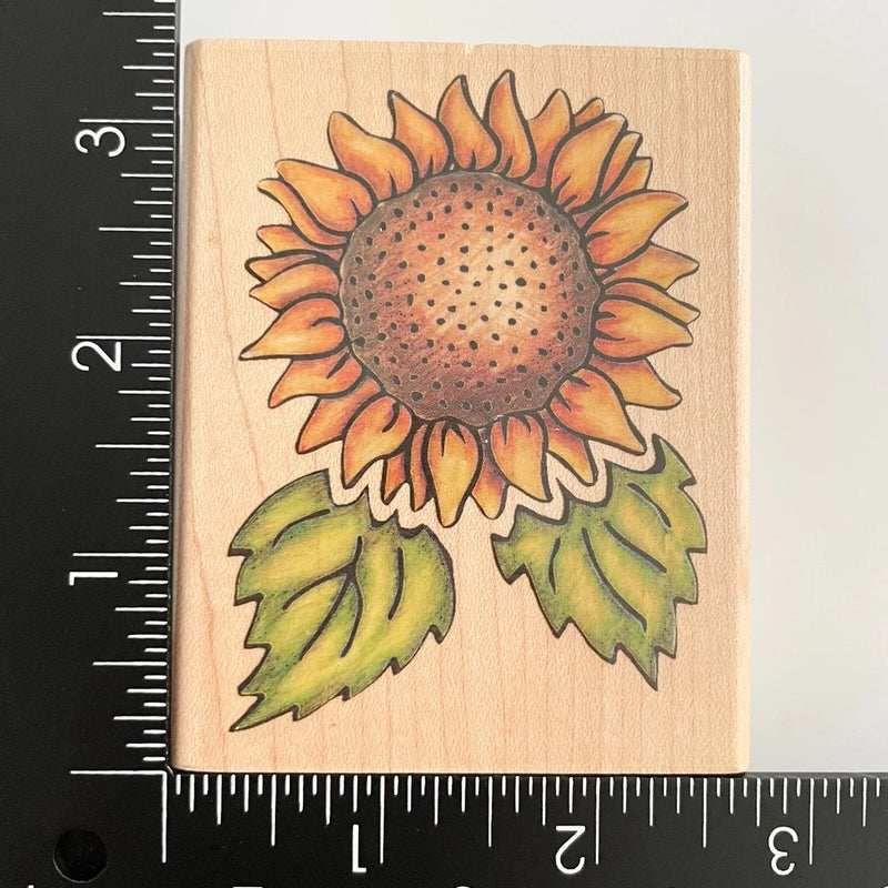 Rubber Stampede Sunflower Designs Flower 770F Wood Mounted Rubber Stamp Sunflower