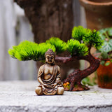Buddha Statue Green Plant Landscape Scene Creative Simulation Bonsai Desktop Green Plant