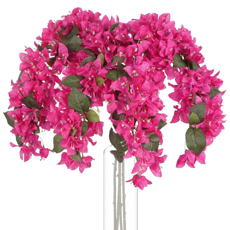 4PCS Bougainvillea Artificial Flowers 42" Long Stem Pink Faux Silk Bougainvil... Roses