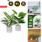 Artificial Tropical Faux Plants for Indoor Office Decor 2 Pack Green Plant