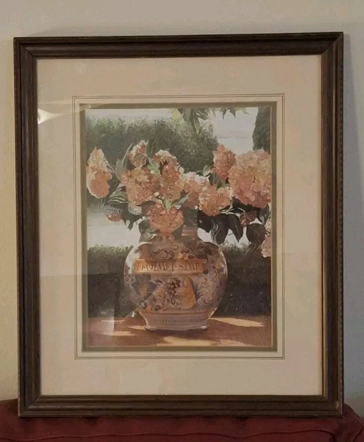 "Pink Hydrangea" by L David, Framed & Mounted Print, a vase of flowers (47_40)cm Hydrangea