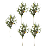5pcs Fake Fruits Branch Artificial Olive Branches Flower Arrangement Green Plant