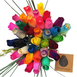 Vibrant Assorted Colors Flower Bouquet. The Original Wooden Rose 1, 2, 3 Dozen Roses