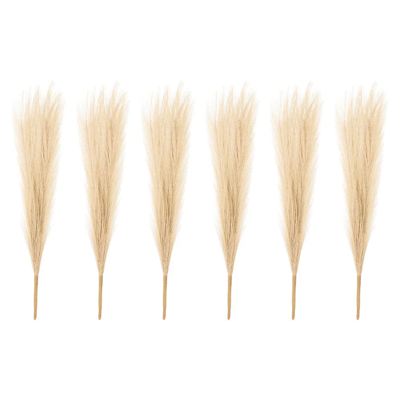 6 Pcs 17 Inch Faux Pampas Grass Artificial Boho Decor Khaki Pampas Grass