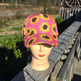 Ladies Pink Sunflower BLING Hat NEW No Tags Sunflower