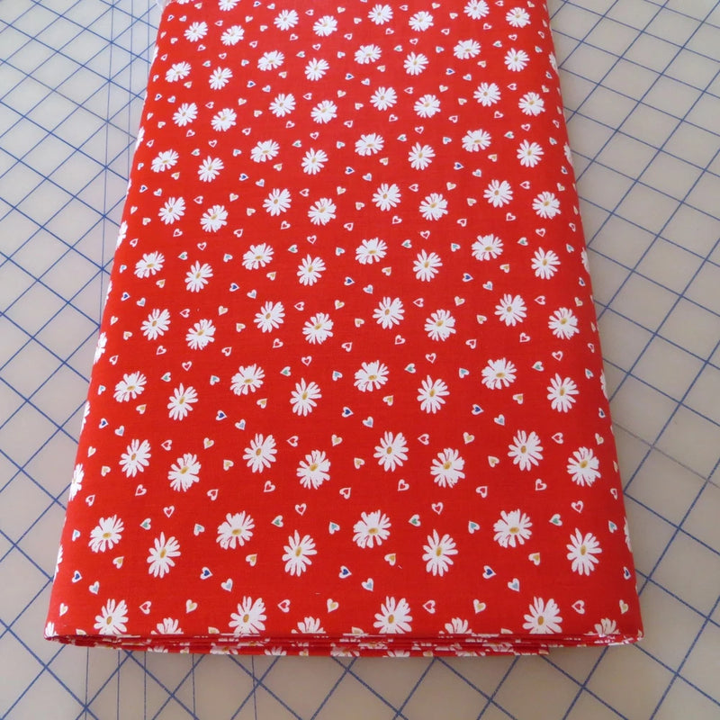 BY THE YARD Simple Pleasures Daisy RED ~ Cotton $3.99 Ships ANY Amount Of Fabric Flowering Plants