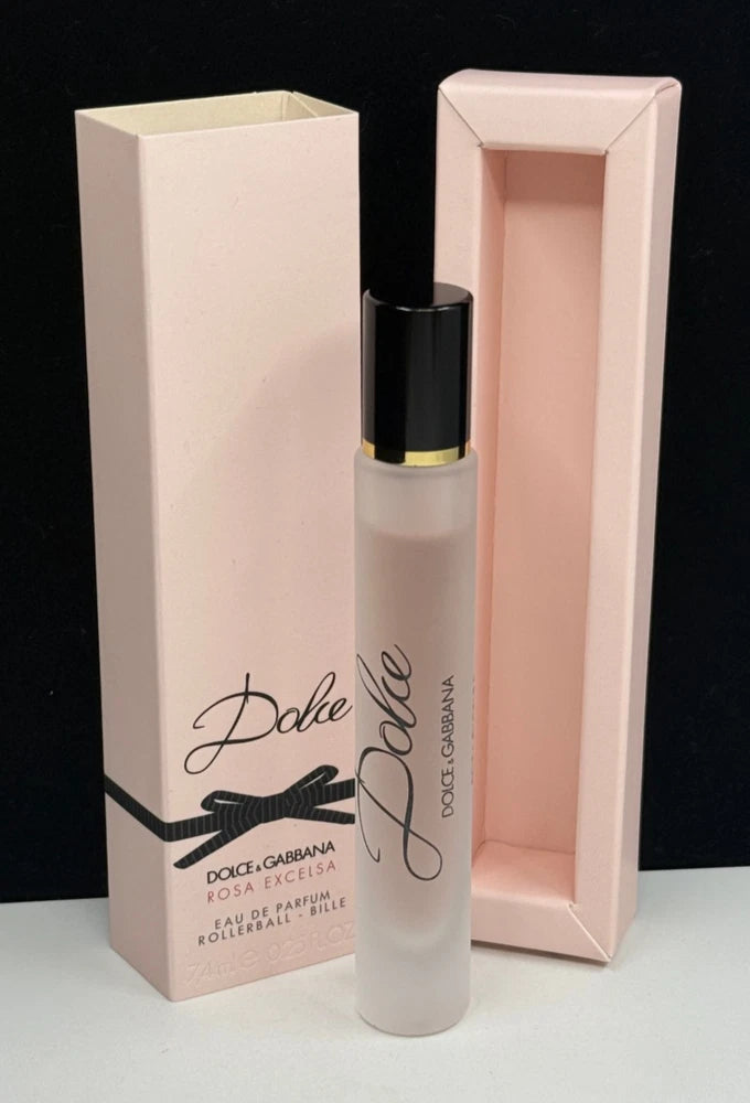 Dolce &Gabbana rollerball EDP travel bottle with black cap and pink case