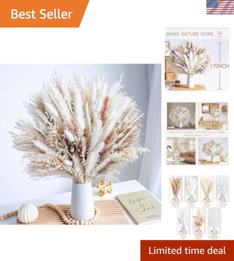 Dried Pampas Grass Bouquet 96PCS Natural Flowers for Home Wedding Decor Pampas Grass