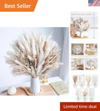 Dried Pampas Grass Bouquet 96PCS Natural Flowers for Home Wedding Decor Pampas Grass