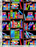 Colorful Books on Bookshelf Cotton Quilt fabric Timeless Treasures BTY Flowering Plants