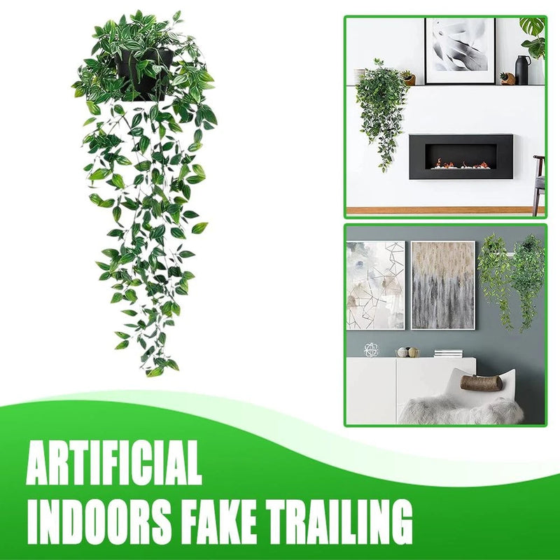 Tall trailing faux artificial plant with cascading green leaves