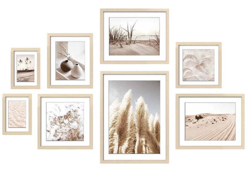 Gallery Wall Frame Set, 8 Pack Picture Frames Collage Wall Decor with Neutral... Pampas Grass