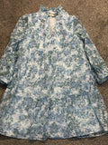 Tuckernuck Water's Edge Hydrangea Organza Palmerston Dress XL Blue Shift Floral Hydrangea