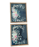 TWO Vintage Dried Flower Pictures Pressed Herbarium Decor Black Background Dried Flower