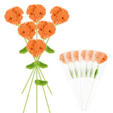 6-Pack Crochet Flowers, Knitted Artificial Wool Carnation [Orange] Carnation