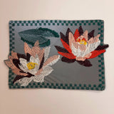 Water lilies flowers large reflective embroidered patch iron on Lily