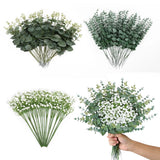 100PCS Artificial Eucalyptus Stems with Fake Baby's Breath Flowers Bulk, 3 Ki... Green Plant
