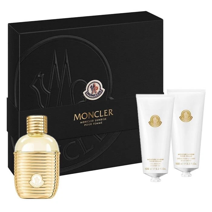Moncler Sunrise Pour Femme Eau De Parfum 100ml Shower Gel Body Cream Gift Set EDP