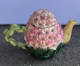 2Ó Miniature Hydrangea teapot With Lid Pink Fairy Garden Dollhouse Details Look Hydrangea