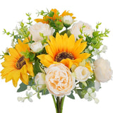 HO2NLE Peonies Artificial Flowers, 5 Pcs Fake Medium, Yellow Sunflower Sunflower