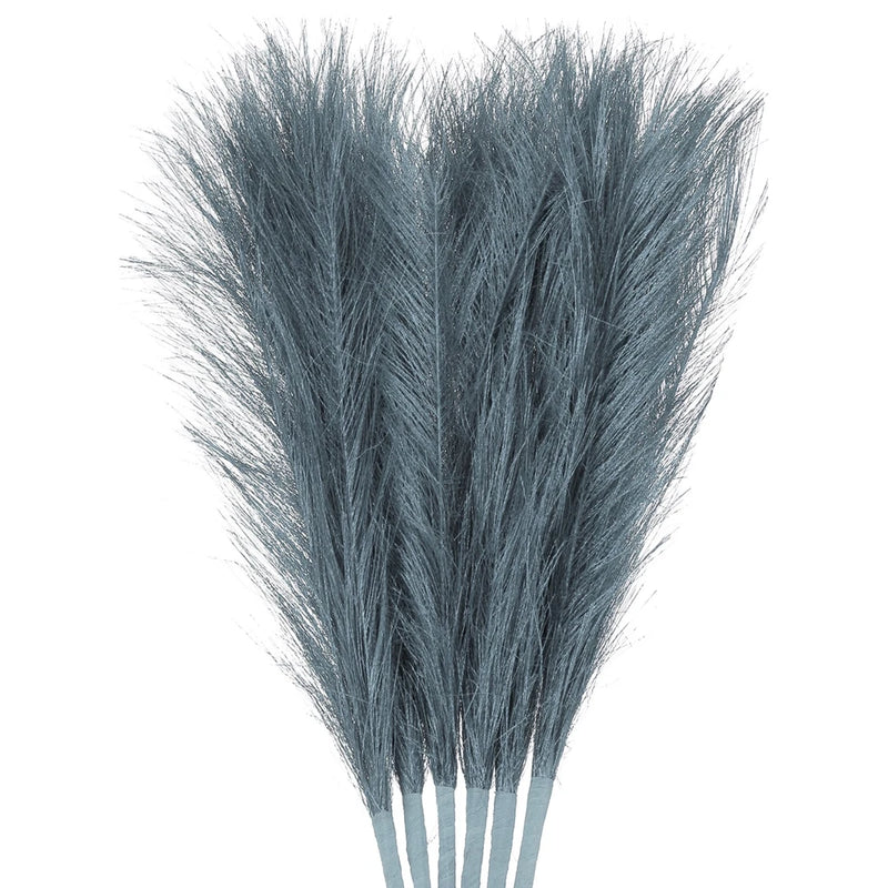 6Pcs Pampas Grass 17.7" Fake Pampas Grass for Wedding Decoration Light Blue Pampas Grass