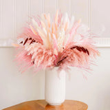 N&T NETING 85Pcs Pink Pampas Grass Decor, Natural Dried Floral Pampas Grass, Boh Pampas Grass