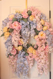 Purple & Pink Wisteria Grapevine Wreath Faux Flowers Pink Roses Ranunculus Chic Ranunculus