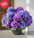 Artificial Outdoor Flowers 4 Pcs Purple Blue Fake Silk Hydrangea Flower Stems Hydrangea