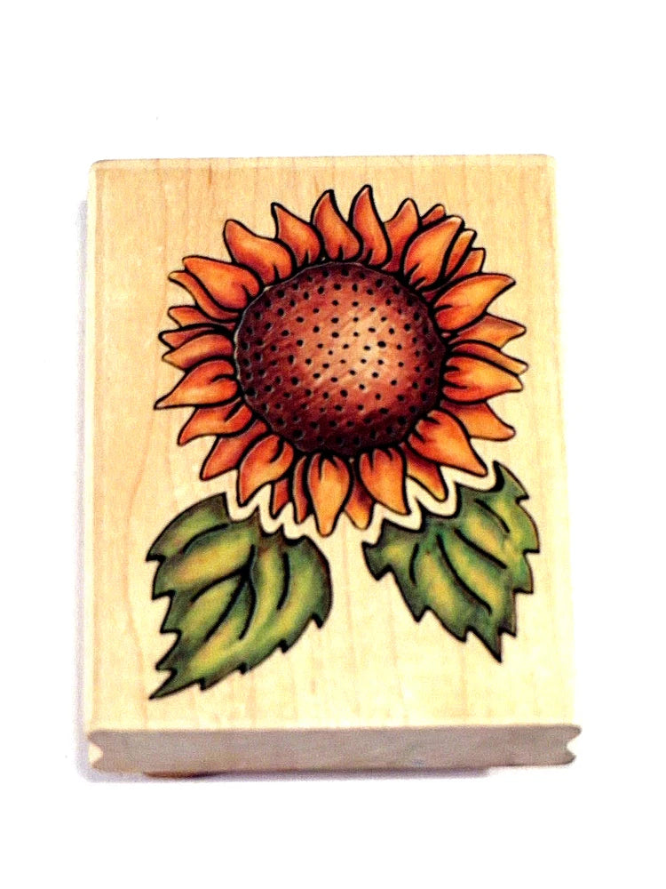 Rubber Stamp Mounted Stampede Sunflower Design Garden Leaves 770F Sunflower