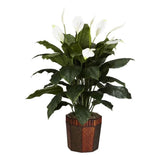 Nearly Natural Spathiphyllum with Vase Silk Plant in Green/Brown Green Plant