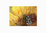 Original Painting Sunflower and Bee Contemporary Modern Art 9.4 x 11.8 inches Sunflower
