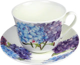 Elegant Hydrangea Jumbo Tea Cup & Saucer Set - Made in England Hydrangea