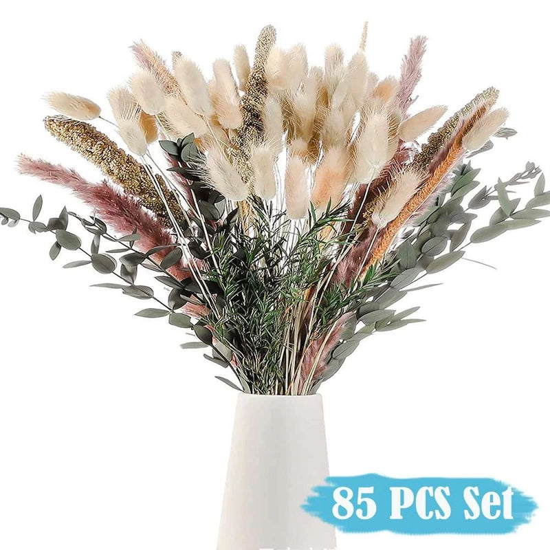 85pcs Natural Dried Pampas Grass Lavender Reed Flowers Bouquet Party Home Decor Pampas Grass