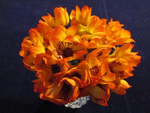 Vtg Millinery Flower Collection Orange Yellow Ranunculus 1" German H4911 Ranunculus