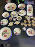 55 Piece Set  Faiencerie de CHAROLLES Decor Carnations Signed Please Read Carnation