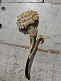 Nolan Miller Brooch Carnation Green Enamel Clear Rhinestone Gold Tone 4Ó  #4294 Carnation