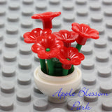 NEW Lego Friends Minifig WHITE FLOWER POT w/Red Pansy Flowers Green Plant Stems Green Plant