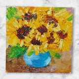 Sunflowers Flowers Original Painting Semi-Abstract Art 3D Wall Art Handmade OOAK Sunflower