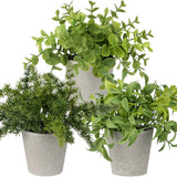 Fake Plants 3 PCS Potted Artificial Greenery Faux Fern Eucalyptus Decor Green Plant