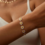 Sweet Flower Daisy Bracelet Handmade Colorful Beads Boho Summer Jewelry Daisies