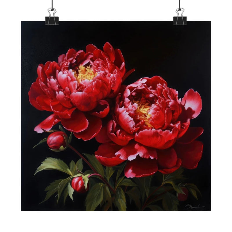 Red Peonies Flower Art Print, Red Flower Painting, Flower DŽcor 19 Peony