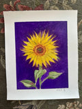 Original Oil Pastel Drawing Of A Sunflower On Paper Sunflower