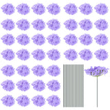 64Sets Silk Hydrangea Flowers Light Purple Artificial Flowers for Wedding Hydrangea
