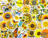 50 pcs "Sunflower" Sticker Pack Autumn Fall Decor Flower Plant Floral Gift Decal Sunflower