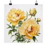 Yellow Peonies Flower Art Print, Yellow Flower Painting, Flower DŽcor 04 Peony