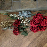 Lot of Christmas Faux Flowers - Red & White - Lot #1 Hydrangea